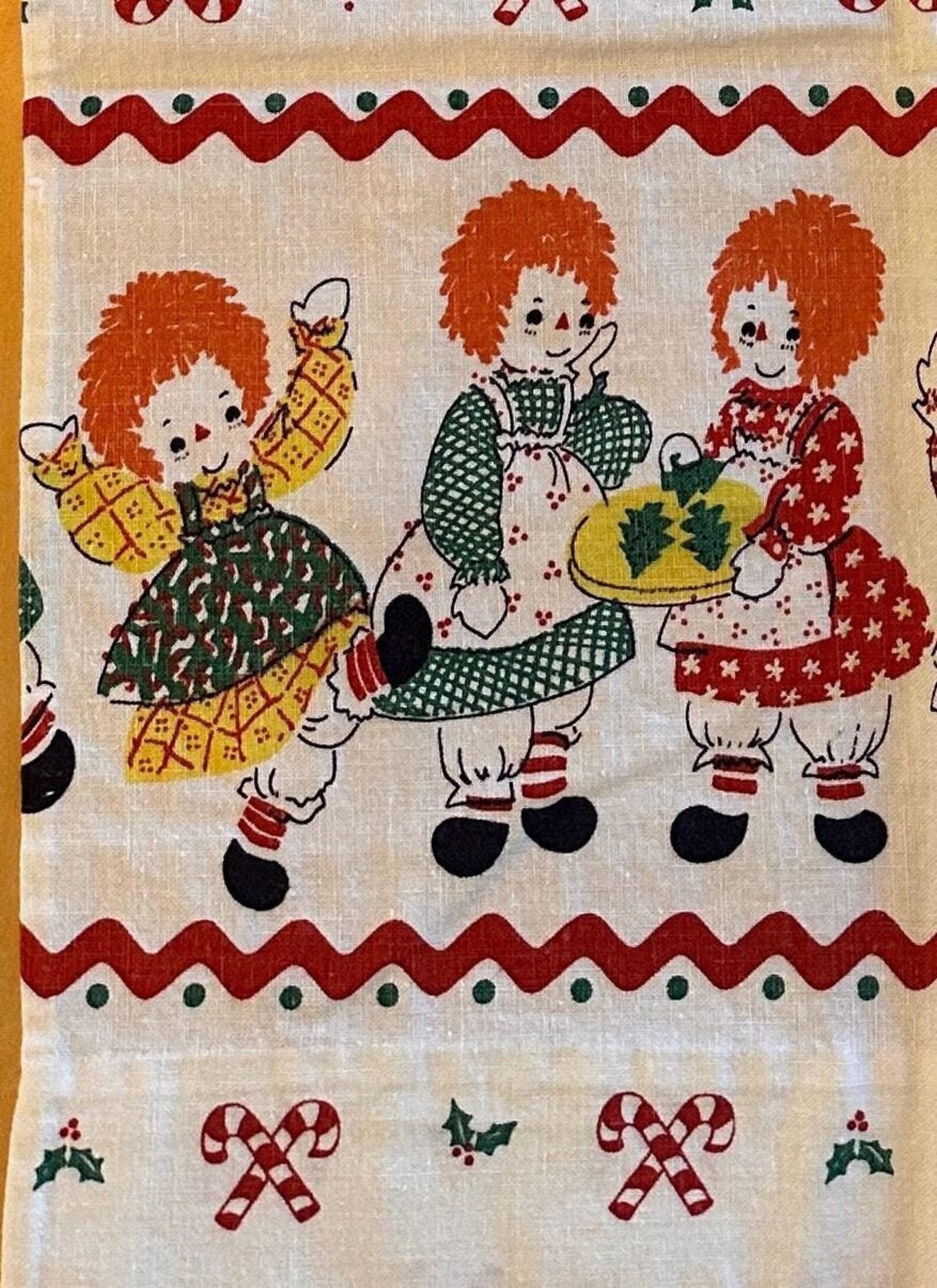 Vintage Raggedy Ann Christmas Fabric Curtain Panels - Various Sizes ...