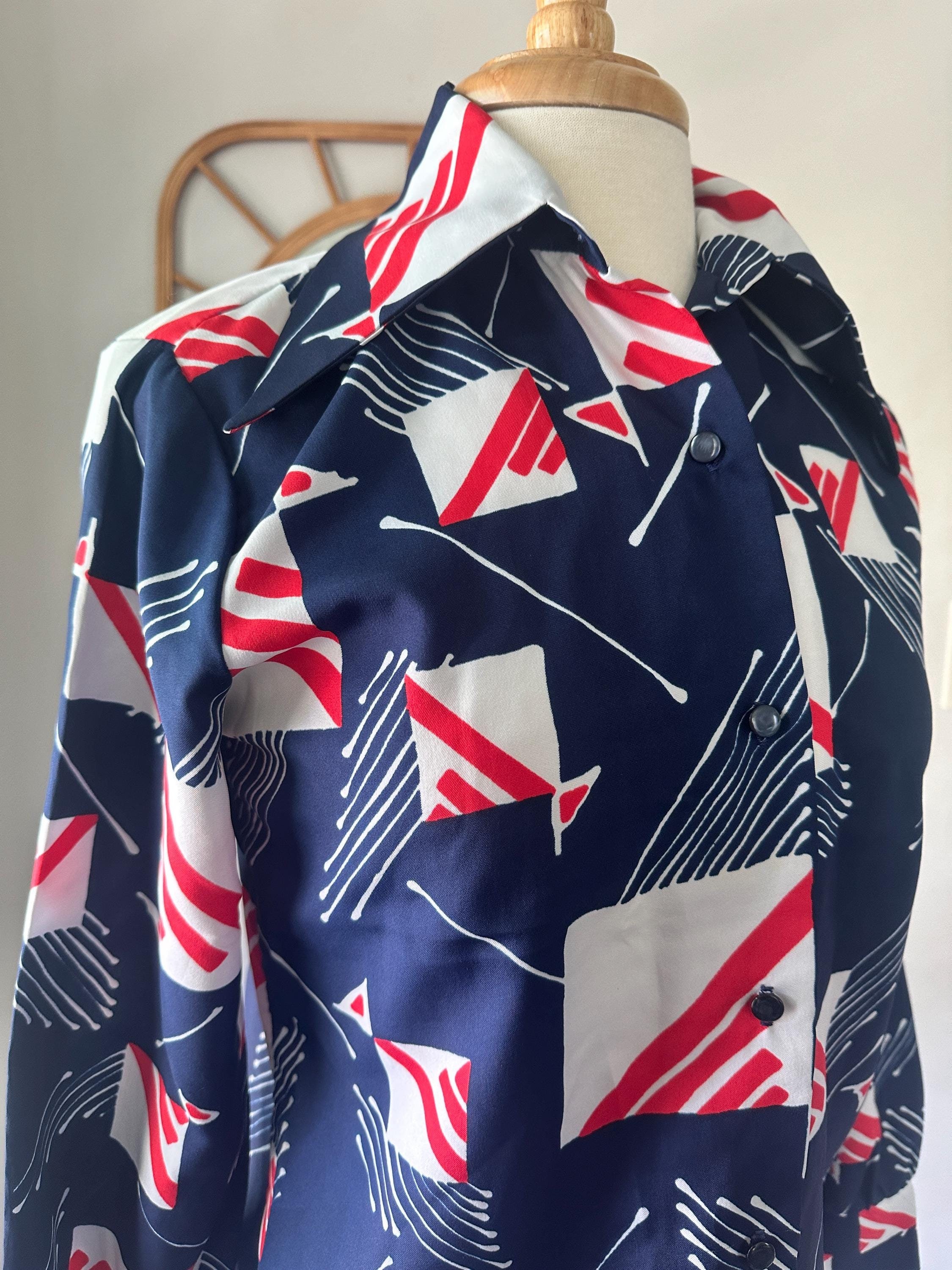 Robe Blouse Vintage KLOPMAN - Taille 40 - Bleu Et Rose - Modèle DELTA - Neuf Avec étiquettes
