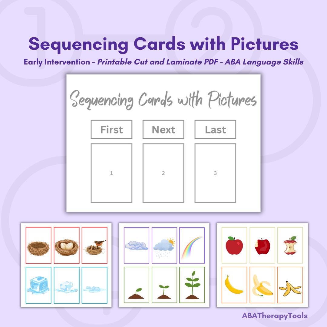 Sequencing Picture Cards | ABA Language, Cognitive Skills | Early ...
