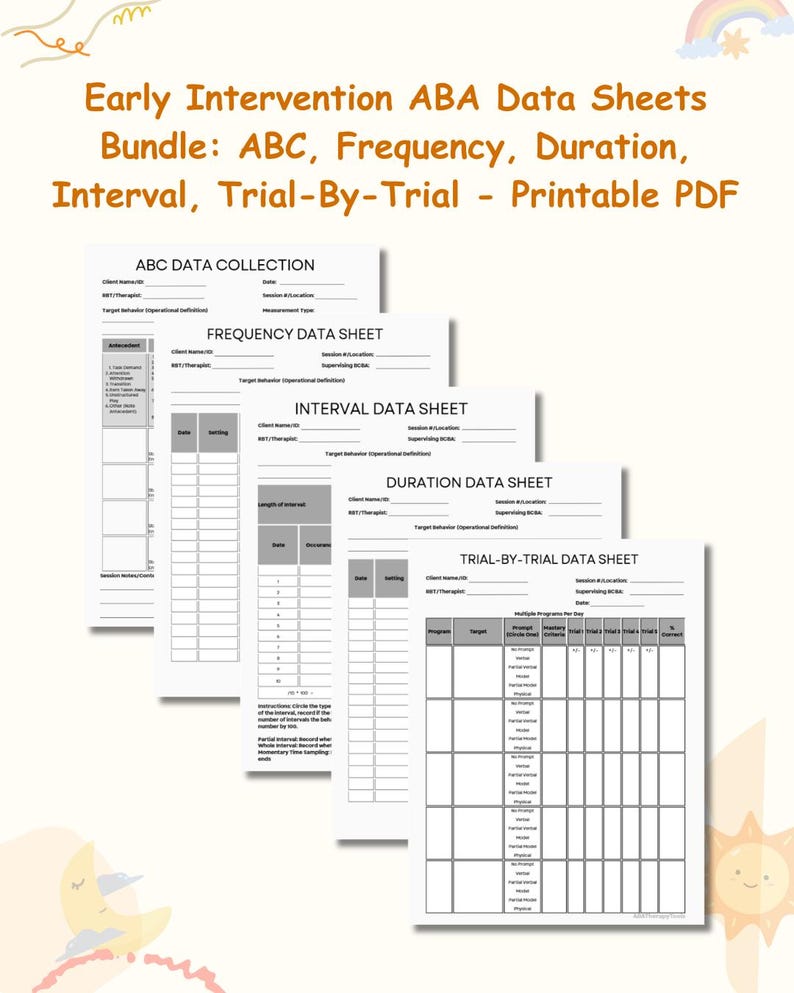 Early Intervention ABA Data Sheets Bundle - Etsy