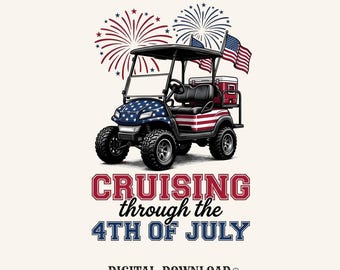 Vintage Golf Cart 4th of July PNG (Digital Download)