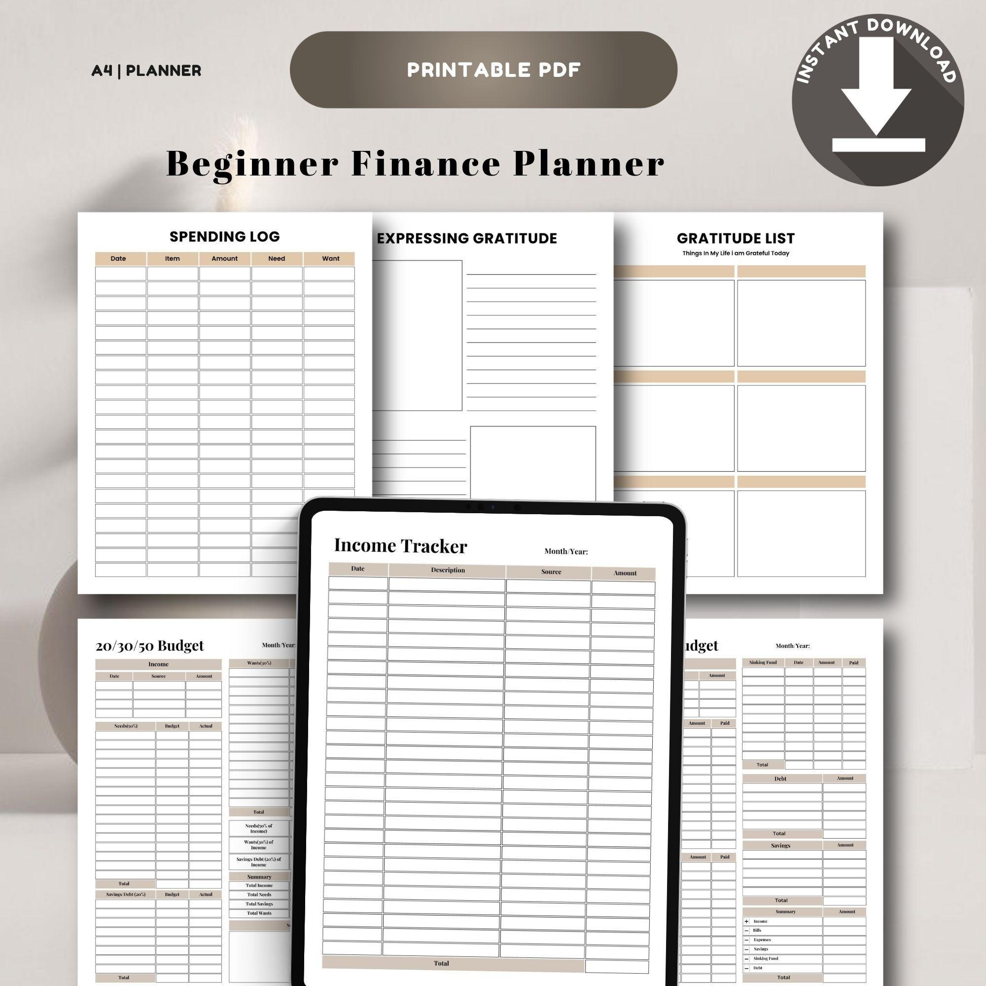 Beginner Finance Planner Printable, Budget Planner for Beginners, Money Management Workbook ...