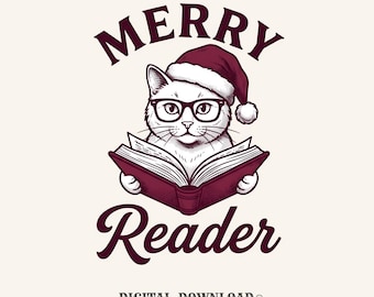 Feline Santa Hat PNG Cat Festive Gift Cartoon Digital Download Christmas Cat Printable Cat Fan Kitty PNG Holiday Graphic Line Art Storybook