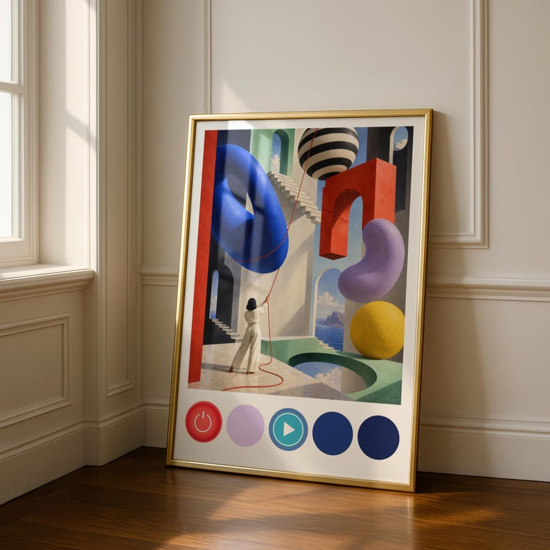 Surreal Abstract Architecture Poster, Bold Geometric Shapes Wall Art ...