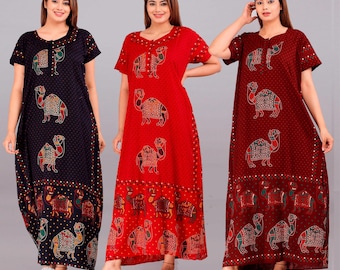 3 Cotton Gown Combo | Handmade Indian Maxi Dress Set | Summer Boho Dresses