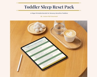 Paquete para restablecer el sueño de los niños pequeños / Paquete imprimible sensorial para la hora de dormir / Hoja de trabajo y registro de desencadenantes del sueño / Descarga instantánea en PDF