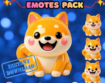 Shiba Inu animato in 3D, emote di Twitch, cane carino, avviso di streaming, Discord, GIF animata, risorsa vtuber