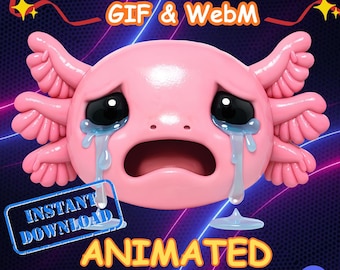 Animazione triste che piange axolotl salamandra emote gif webm avviso streaming per twitch discord vtuber