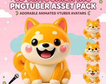 Pacchetto di avatar 3D Shiba Inu per PNGTuber ed emoticon animate (risorsa per streaming lucido)