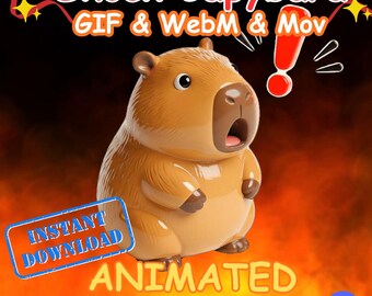 Emote animata di shock e sorpresa del capibara in formato GIF per lo streaming su Twitch, Discord e vtuber.
