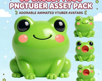 Rana verde paffuta kawaii pngtuber avatar reattivo png per veadotube discord twitch stream asset
