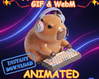 Emote animata lucida da gamer capibara hype gif avviso streaming per twitch discord e vtuber