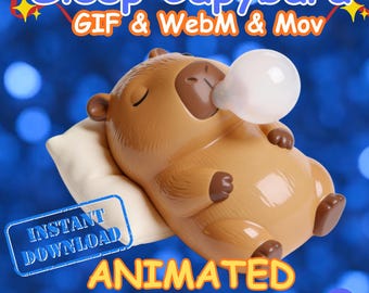 Emote GIF animata di capibara addormentato AFK, avviso di streaming per Twitch, Discord e vtuber