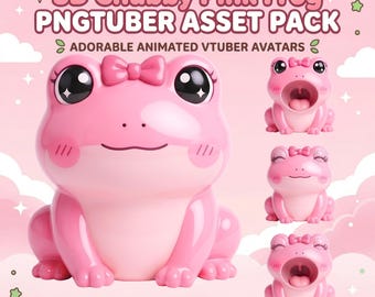 Rana rosa paffuta kawaii pngtuber avatar reattivo png per veadotube discord twitch stream asset