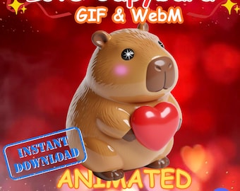 Emote animata a forma di cuore di capibara, GIF, avviso di streaming per Twitch, Discord e vtuber.