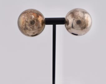 Vintage Sterling Silver Dome Clip On Earrings