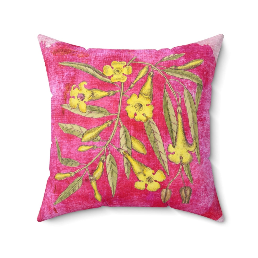 Pink and Yellow Flower Pillow Covers Spring Trend Pillows Etsy