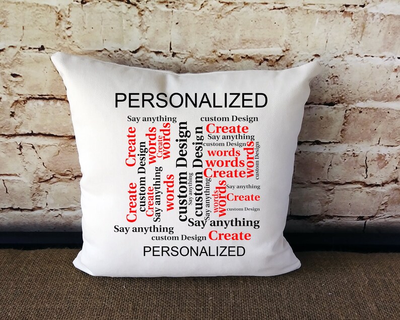 Personalized Word Cloud Custom Pillow Personalized Pillow Etsy