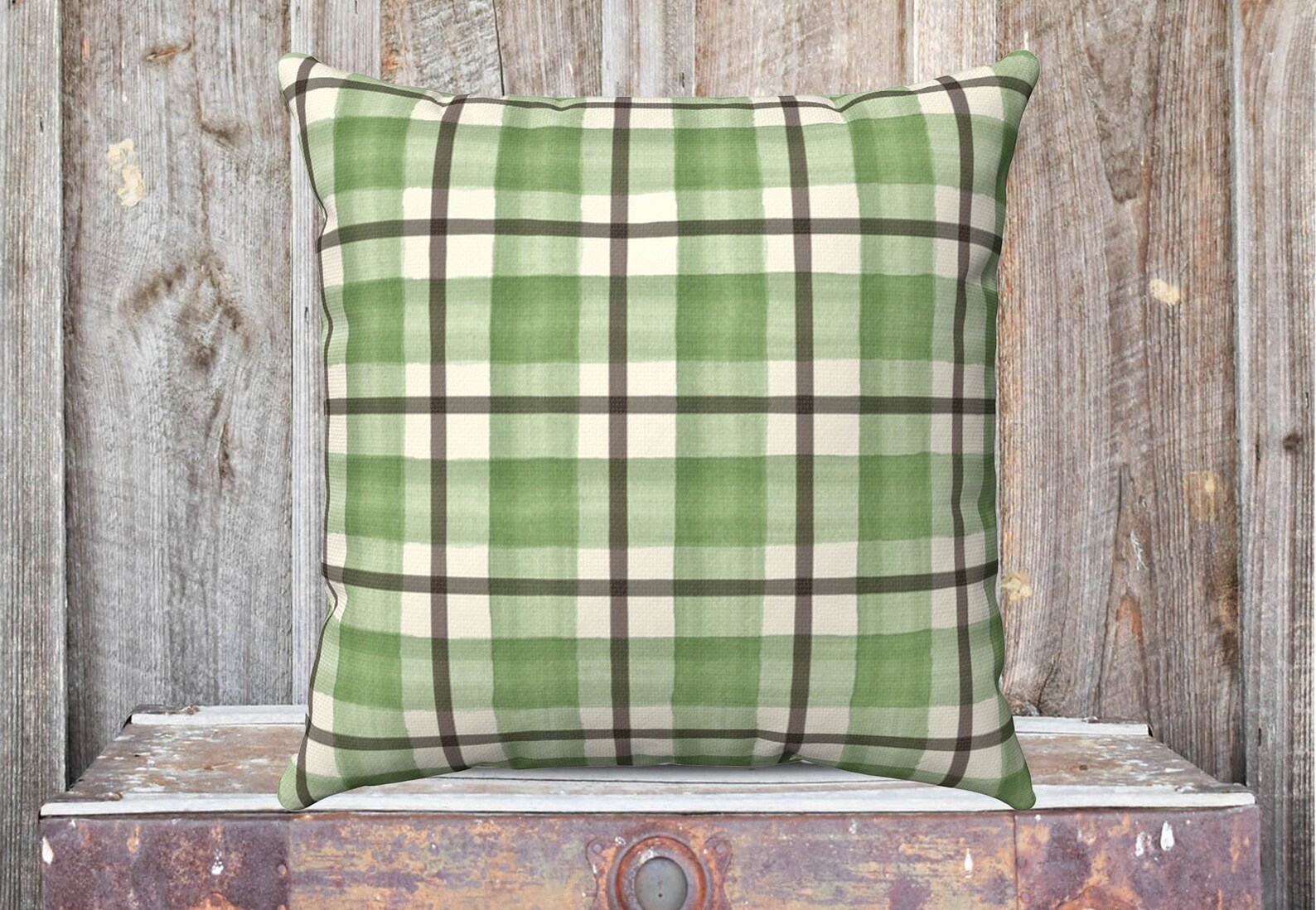 SALE Green Buffalo Plaid Pillow Cover Green Check Pillow Etsy