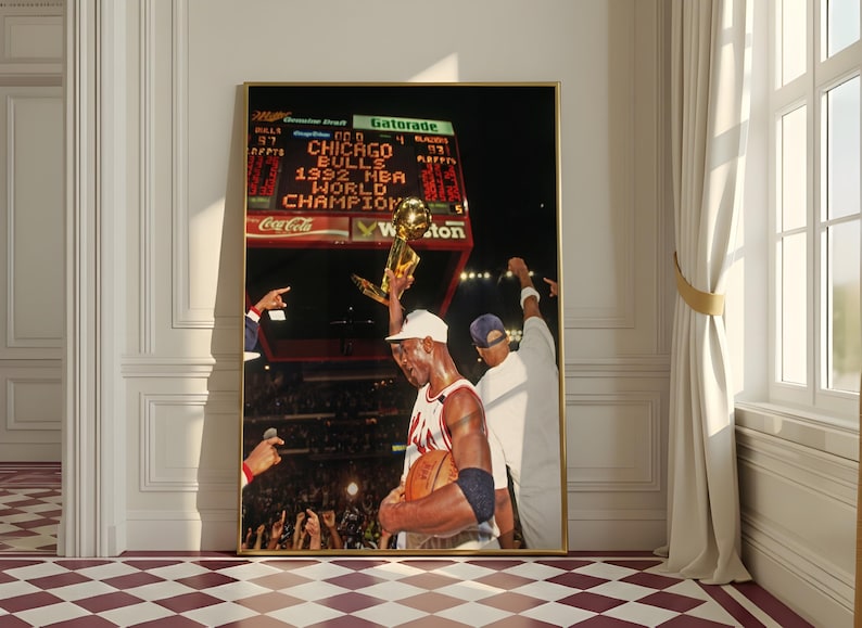 Michael Jordan 1992 NBA Championship Poster – Chicago Bulls Vintage Basketball Print image 4