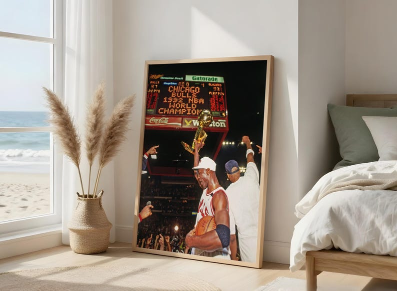 Michael Jordan 1992 NBA Championship Poster – Chicago Bulls Vintage Basketball Print image 3