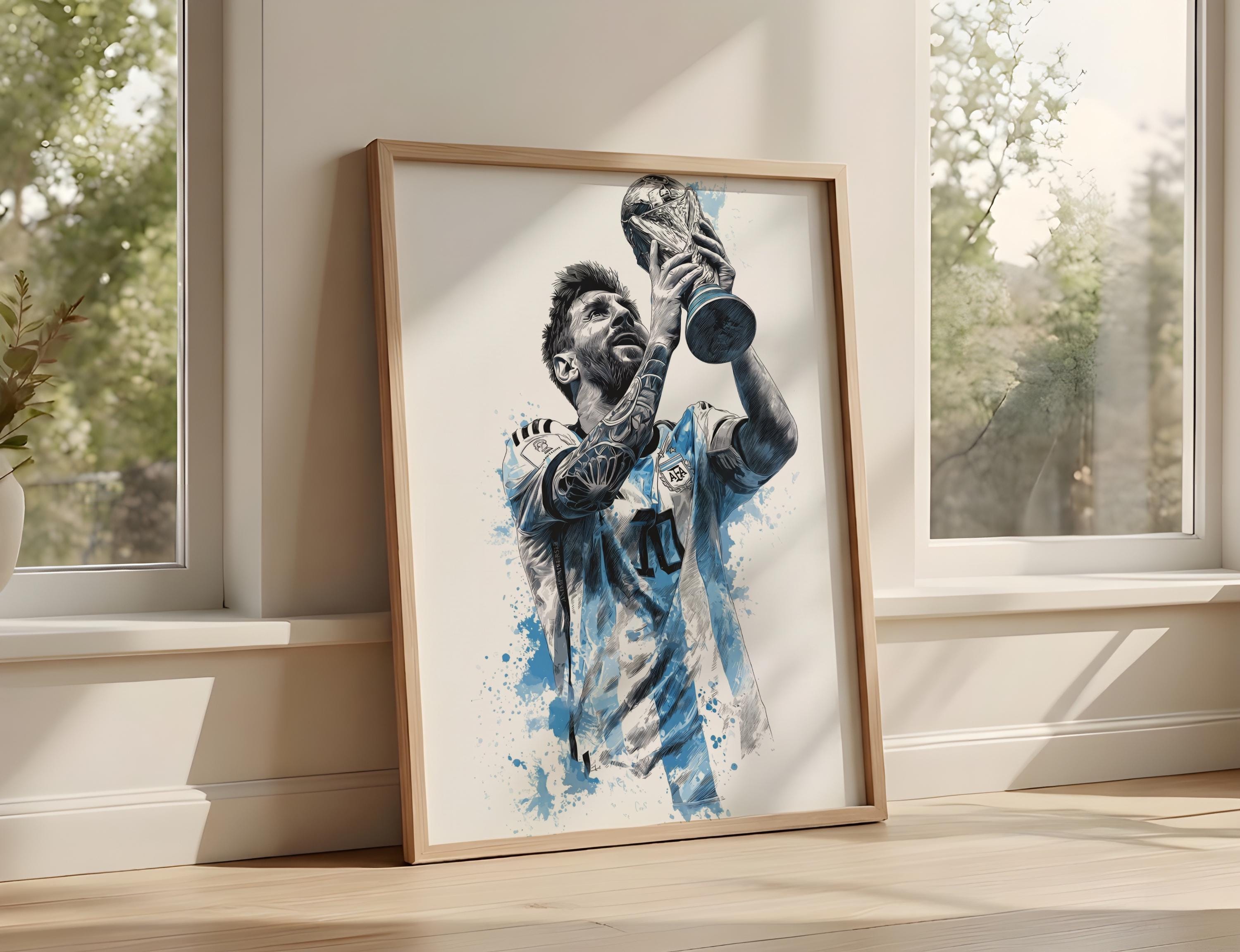 ズラタン　若メッシ　キャンバスアート 手描き Messi watercolor art - Etsy 日本