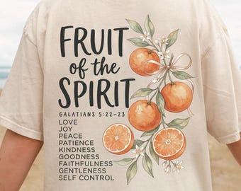 Fruit of the Spirit Shirt, Christian Comfort Colors 1717 Tee, Galatians 5 Bible Verse Shirt, Citrus Boutique Christian Aesthetic Graphic Tee