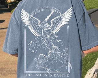 Saint Michael Archangel Shirt Defend Us in Battle Catholic Confirmation Gift Christian Graphic Tee Men Women Comfort Colors 1717