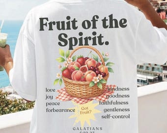 Fruit of the Spirit Shirt Comfort Colors, Christian Women Tee, Bible Verse Back Print, Galatians Oversized Tshirt, Cottagecore Faith Gift