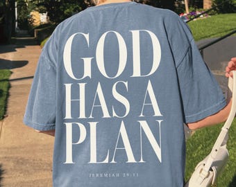 God Has A Plan Shirt, Comfort Colors 1717, Christian Shirt Women, Jeremiah 29:11, Oversized Faith Tee, Trendy Worship Shirt