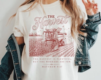 Christian Harvest Shirt, Matthew 9:37 Tee, Harvest Is Plentiful Shirt, Faith Farm Tee, Fall Christian Shirt, Thanksgiving Tee