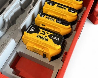 Milwaukee Packout Dewalt 2-5AH Battery Holder for 3 Drawer Packout Boxes