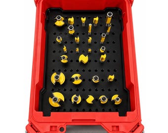 Magnetic 1/4 Router Bit Holder for PACKOUT 5-Compartment 48-22-8435, Router Bit Organizer Insert with Removable Trays, Glass Fiber