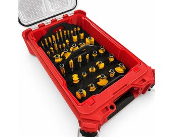 1/4 Router Bit Organizer for PACKOUT 5-Compartment 48-22-8435, Holds 54 Bits, Removable Trays, Router Bit Storage Insert, Glass Fiber