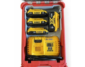 DeWalt Battery and Charger Holder for PACKOUT 5-Compartment 48-22-8435, 20V Battery Storage with DCB118 Charger, Glass Fiber