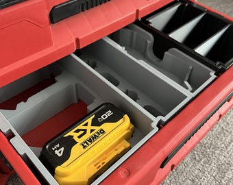 Milwaukee Packout Dewalt Battery Holder/Organizer For Packout 3 Drawer Boxes