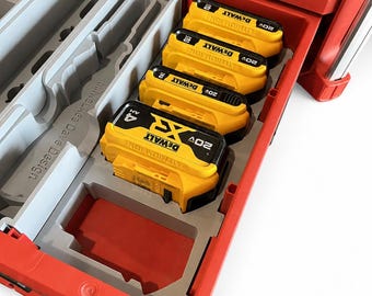 Milwaukee Packout Dewalt 2-5AH Battery Holder for 3 Drawer Packout Boxes
