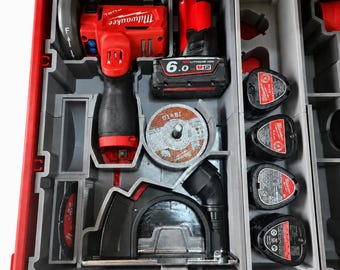 Milwaukee M12 Cut-Off Saw Packout Organizer Insert (3-Drawer Box)