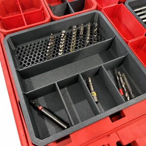 Bit Organizer Insert for PACKOUT Compact Organizer, Honeycomb Impact Bit Holder with Driver Slots, Glass Fiber 3D Printed Bit Storage