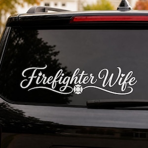 Firefighter Wife Decal | Fire Wife Car Window Sticker | Maltese Cross Vinyl | First Responder Gift | Fire Family | Car | Window | Bottle