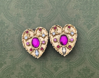 Robert Rose Vintage Jeweled Heart Earrings