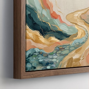 Golden Abstract Female Profile Canvas, Modern Wall Art, Dark Blue and Gold Accent, Contemporary Home Decoration, Artistic Portrait Canvas image 10