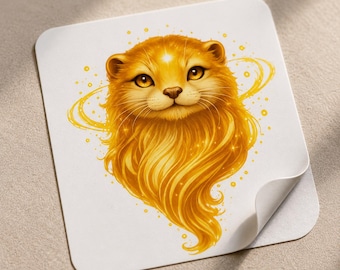 Mini Golden Otter Square Vinyl Sticker, Waterproof Otter Sticker, Golden Spirit Animal Decal, Laptop Water Bottle Sticker, Cute Otter Gift