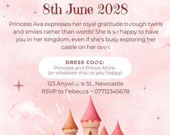 Editable Princess Party Invitation - Sensory Friendly, Autism, Inclusive, Neurodiverse (Digital)