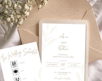 Wedding invitation ~ Editable ~ Neuroinclusive bundle, visual schedule, Quiet Sign (Digital)