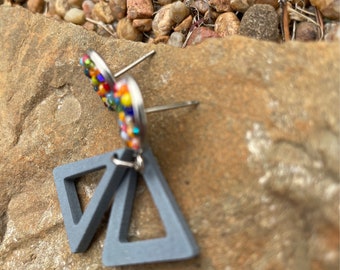 Mosaic Earrings, With Triangles