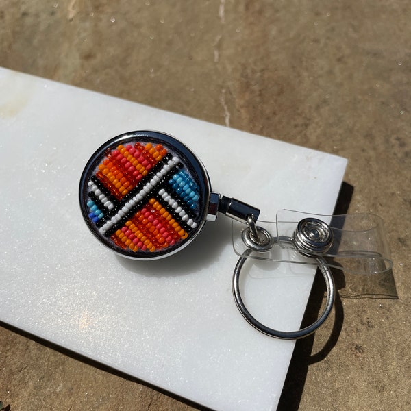Beaded Geometric ID / Badge Reel