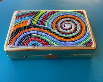 Beaded Metal Wallet, Color Swirl