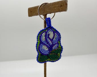 Beaded Purple Rose Keychain or Purse Fob