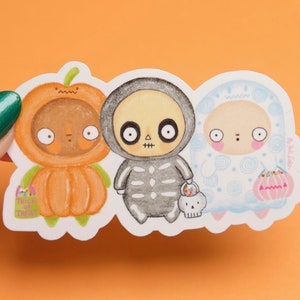 Trick or Treaters Sticker, Vinyl Sticker, Waterproof, Halloween Sticker, Journal, Halloween Costume, Die Cut Sticker, Waterproof Sticker